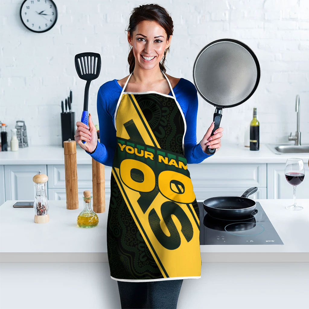 Personalised Tasmania Oztag Apron Black Gold Aboriginal Pattern