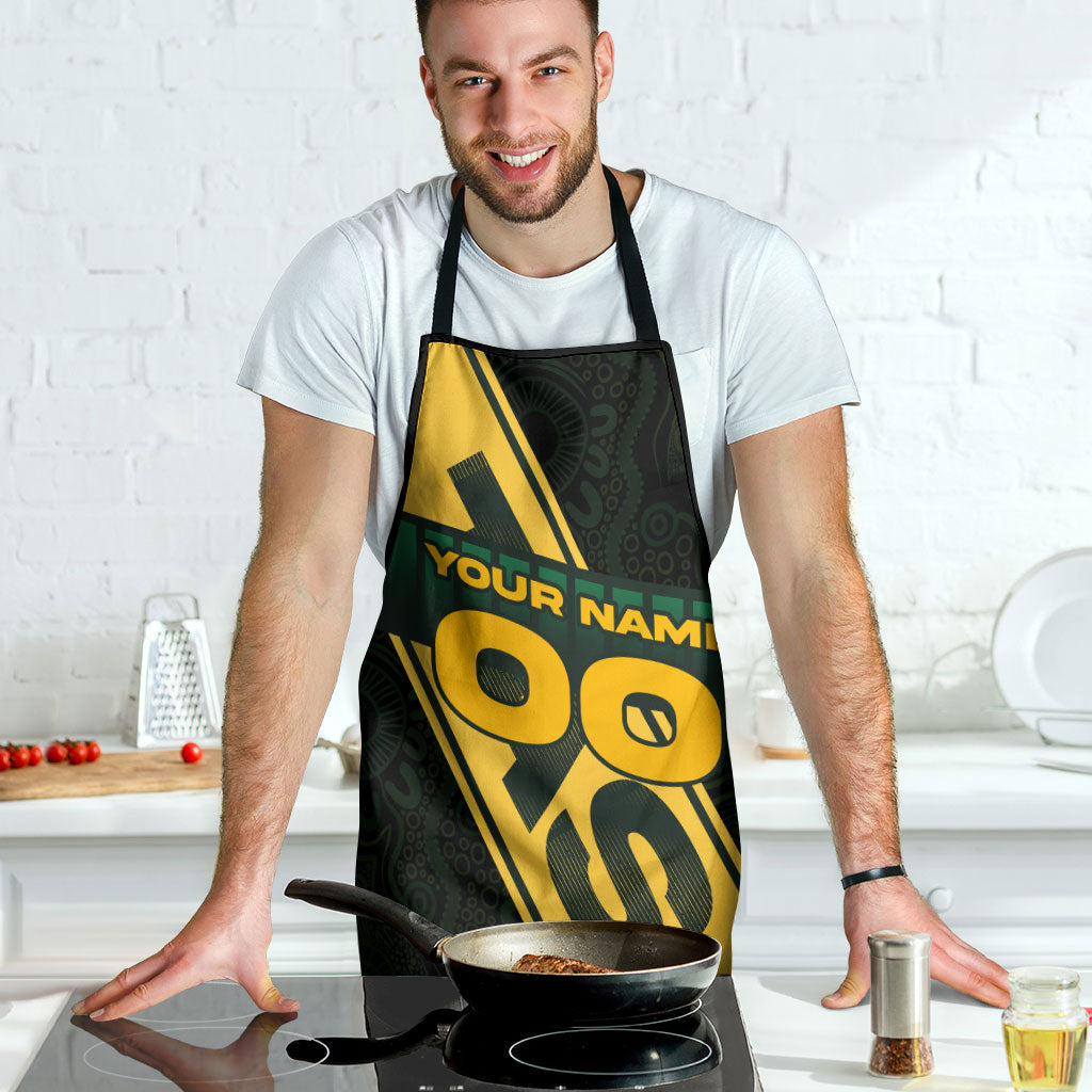 Personalised Tasmania Oztag Apron Black Gold Aboriginal Pattern