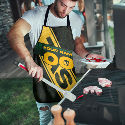Personalised Tasmania Oztag Apron Black Gold Aboriginal Pattern