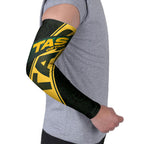 Personalised Tasmania Oztag Arm Sleeves Black Gold Aboriginal Pattern