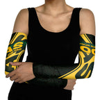 Personalised Tasmania Oztag Arm Sleeves Black Gold Aboriginal Pattern