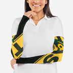 Personalised Tasmania Oztag Arm Sleeves Black Gold Aboriginal Pattern