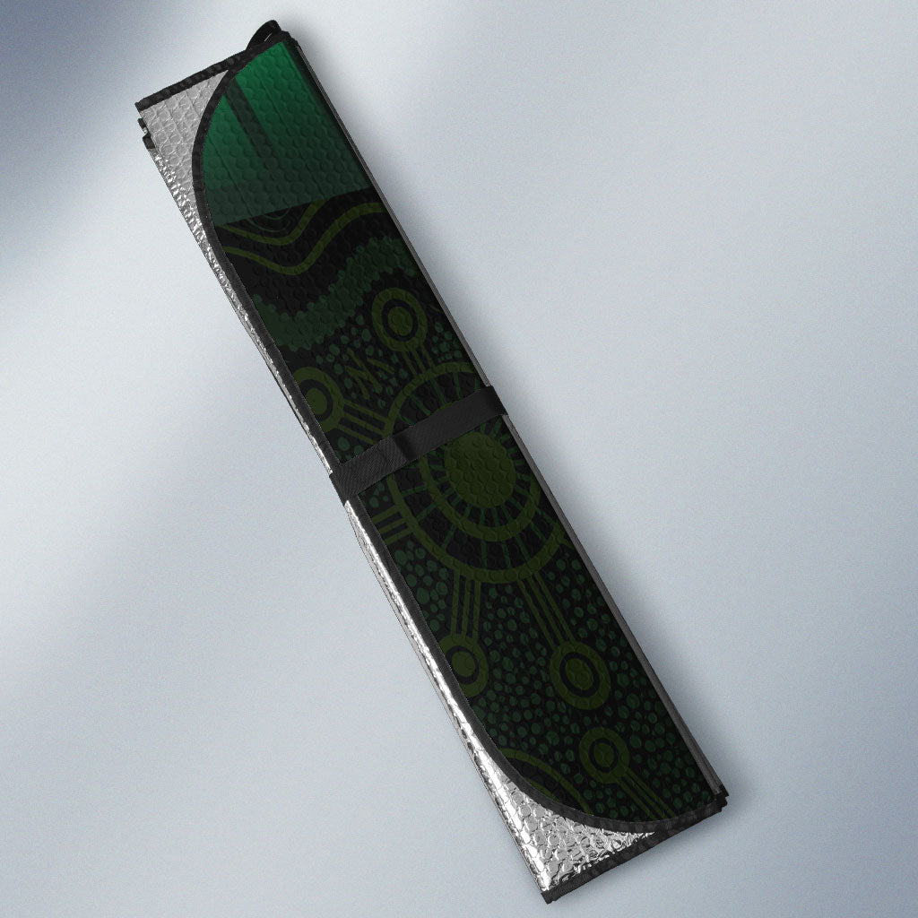 Personalised Tasmania Oztag Auto Sun Shade Black Gold Aboriginal Pattern