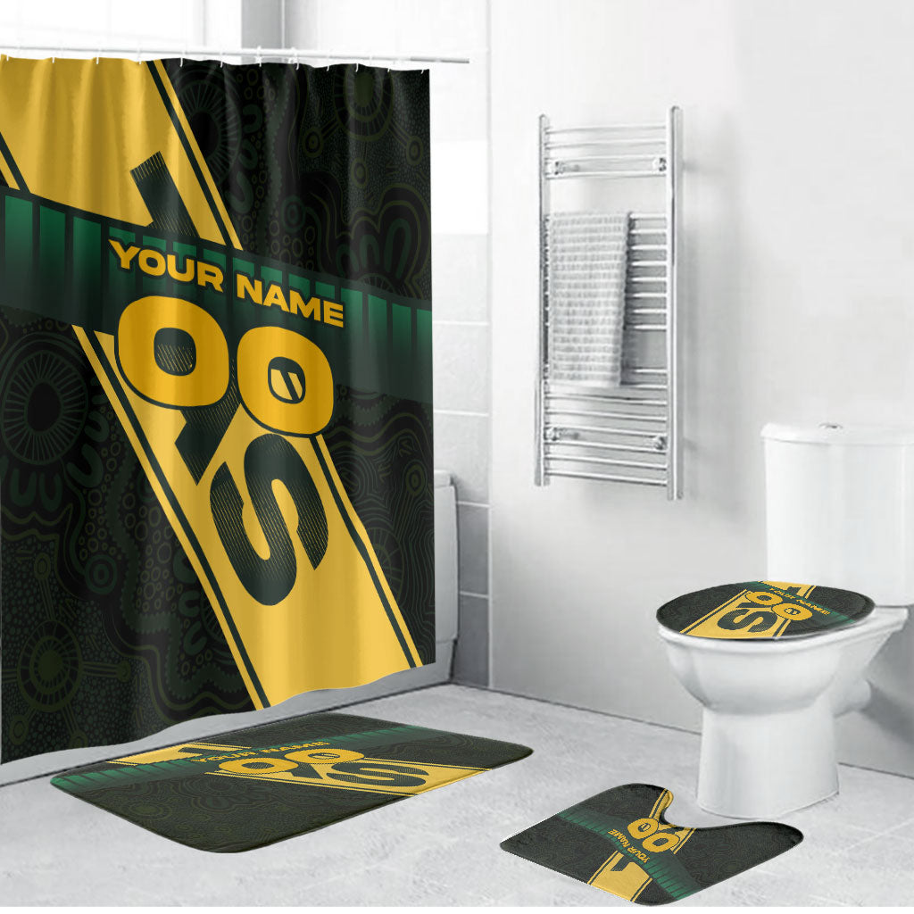 Personalised Tasmania Oztag Bathroom Set Black Gold Aboriginal Pattern