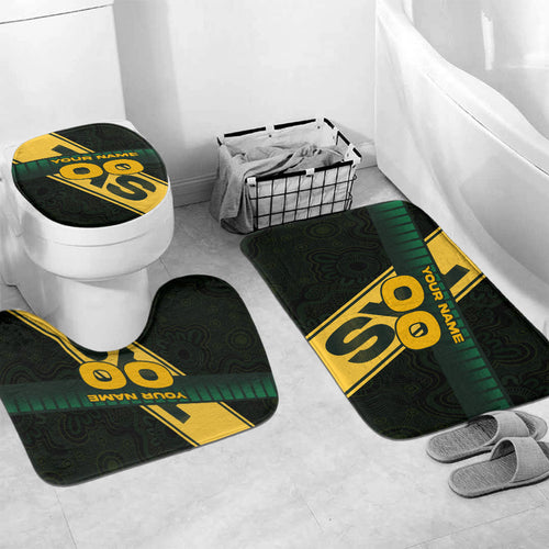 Personalised Tasmania Oztag Bathroom Set Black Gold Aboriginal Pattern
