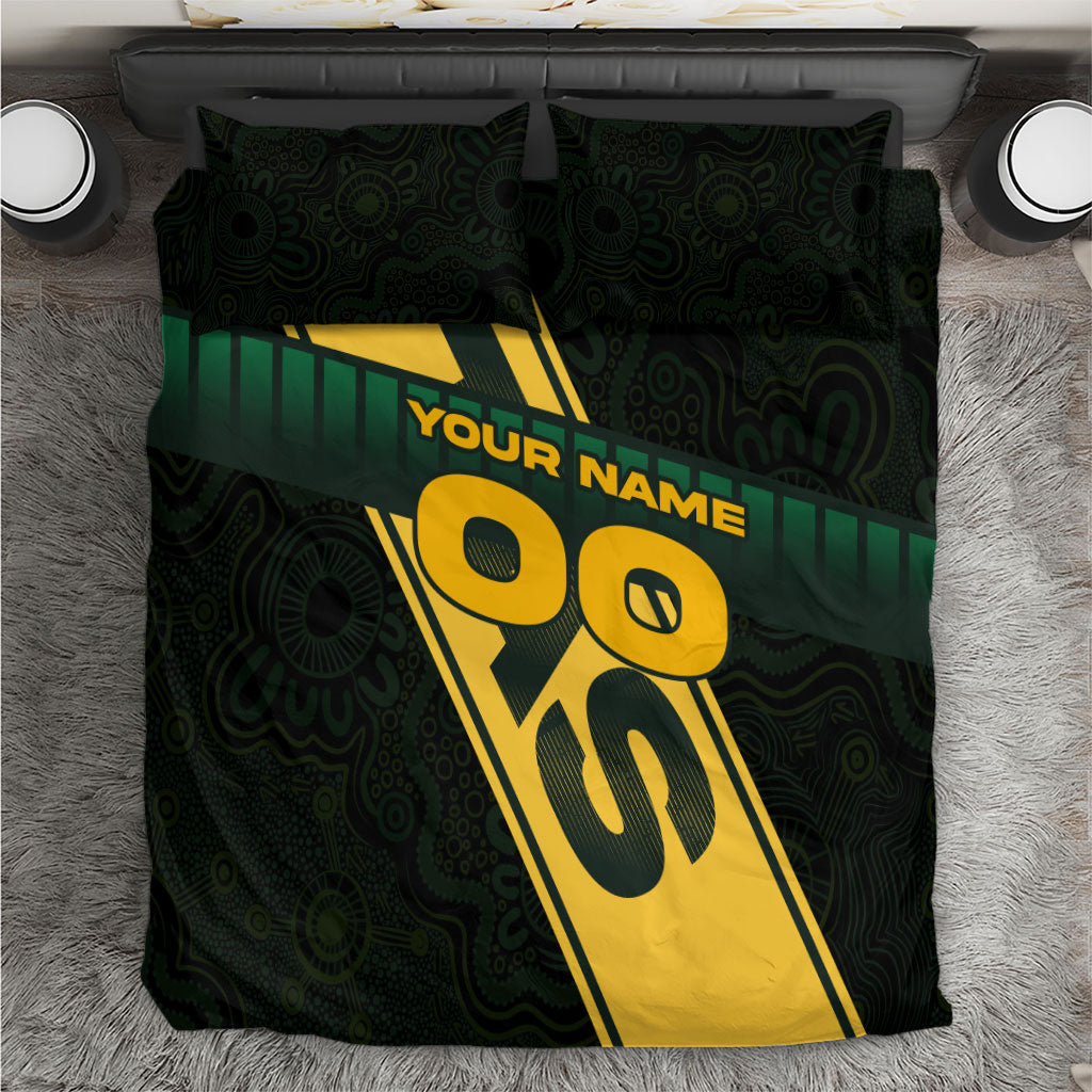 Personalised Tasmania Oztag Bedding Set Black Gold Aboriginal Pattern