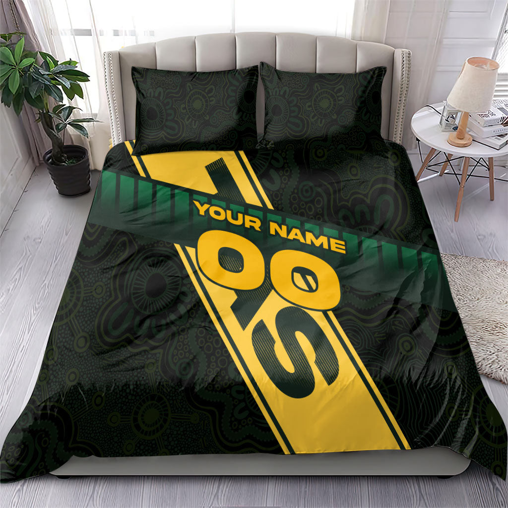 Personalised Tasmania Oztag Bedding Set Black Gold Aboriginal Pattern