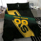 Personalised Tasmania Oztag Bedding Set Black Gold Aboriginal Pattern