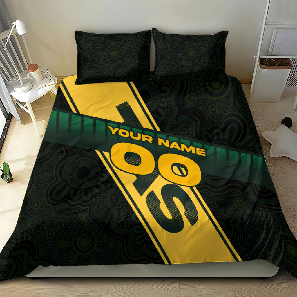 Personalised Tasmania Oztag Bedding Set Black Gold Aboriginal Pattern