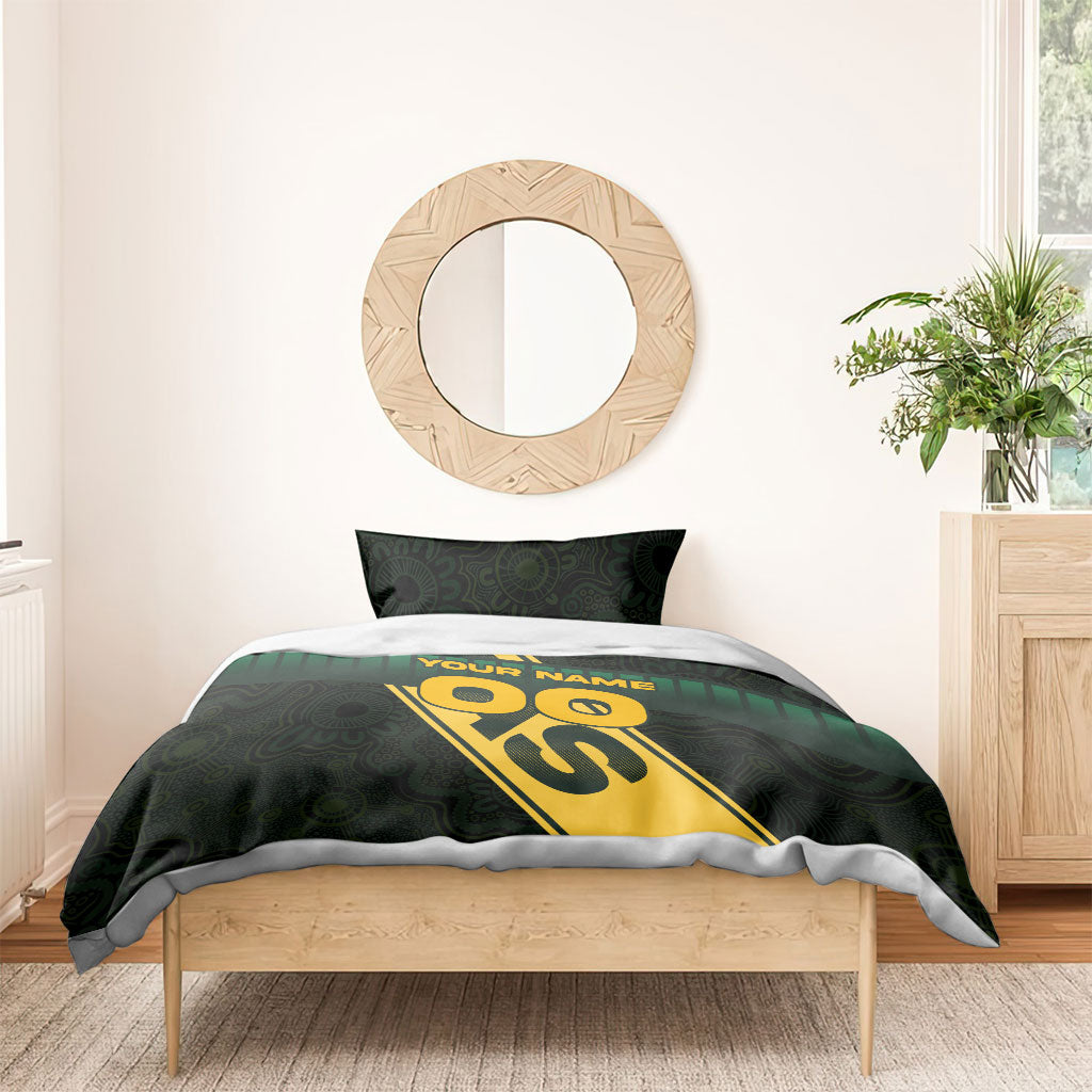 Personalised Tasmania Oztag Bedding Set Black Gold Aboriginal Pattern
