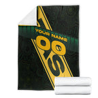Personalised Tasmania Oztag Blanket Black Gold Aboriginal Pattern