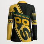 Personalised Tasmania Oztag Blazer Black Gold Aboriginal Pattern