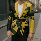 Personalised Tasmania Oztag Blazer Black Gold Aboriginal Pattern