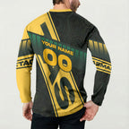 Personalised Tasmania Oztag Button Sweatshirt Black Gold Aboriginal Pattern