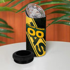 Personalised Tasmania Oztag 4 in 1 Can Cooler Tumbler Black Gold Aboriginal Pattern