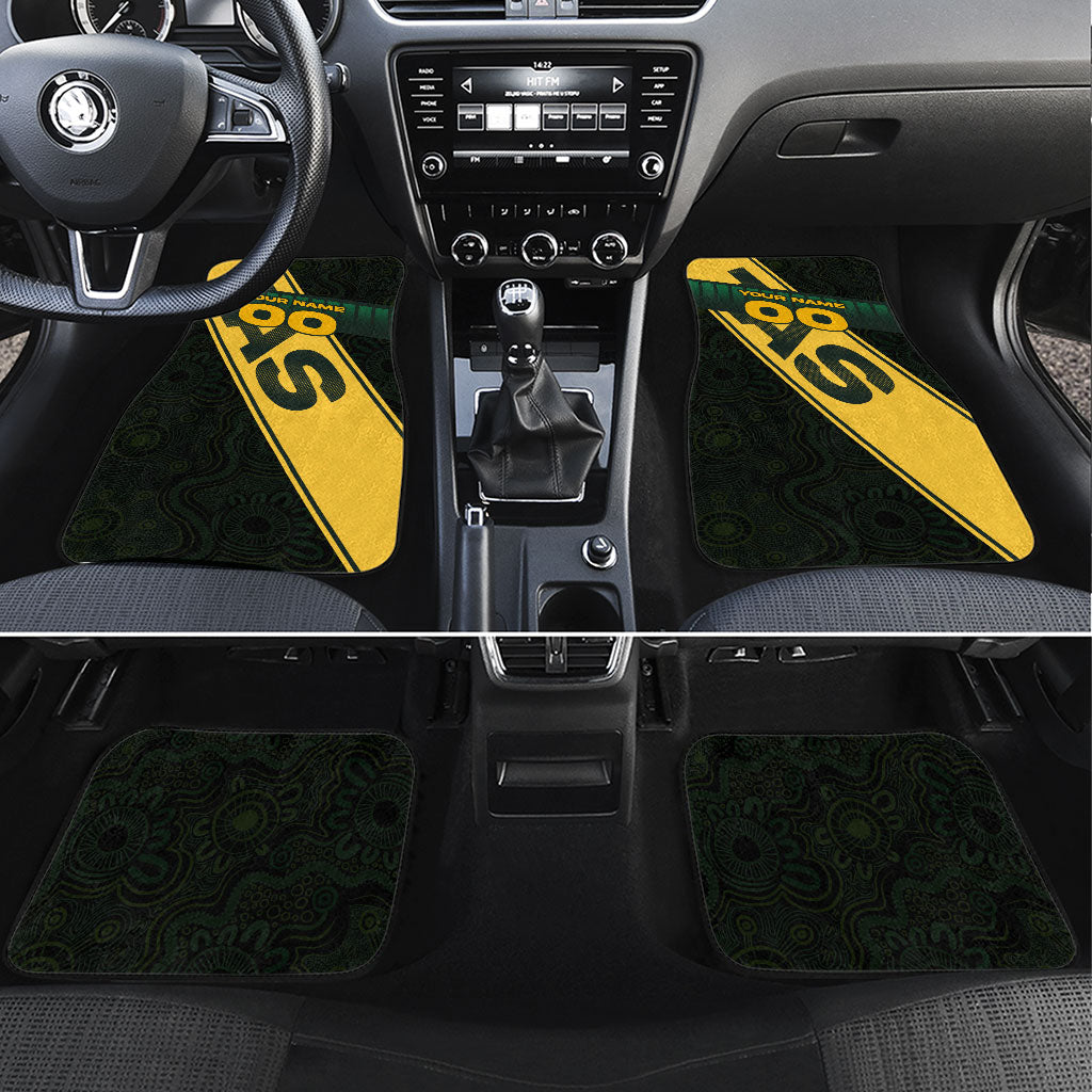 Personalised Tasmania Oztag Car Mats Black Gold Aboriginal Pattern