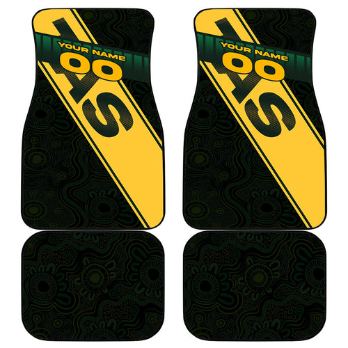 Personalised Tasmania Oztag Car Mats Black Gold Aboriginal Pattern