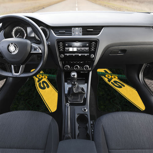 Personalised Tasmania Oztag Car Mats Black Gold Aboriginal Pattern