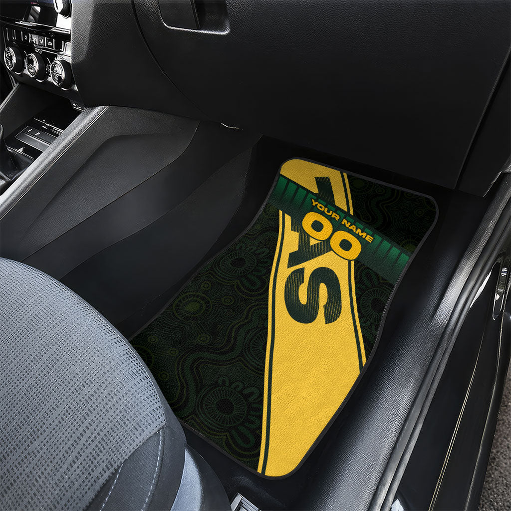 Personalised Tasmania Oztag Car Mats Black Gold Aboriginal Pattern