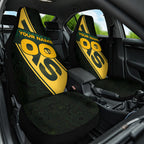 Personalised Tasmania Oztag Car Seat Cover Black Gold Aboriginal Pattern