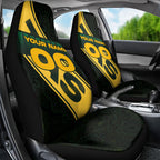 Personalised Tasmania Oztag Car Seat Cover Black Gold Aboriginal Pattern