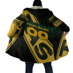 Personalised Tasmania Oztag Cloak Black Gold Aboriginal Pattern