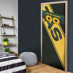Personalised Tasmania Oztag Door Cover Black Gold Aboriginal Pattern