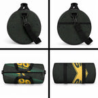 Personalised Tasmania Oztag Duffle Bag Black Gold Aboriginal Pattern