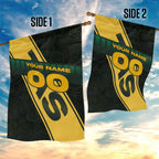 Personalised Tasmania Oztag Garden Flag Black Gold Aboriginal Pattern