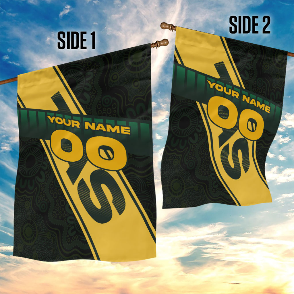 Personalised Tasmania Oztag Garden Flag Black Gold Aboriginal Pattern