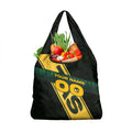Personalised Tasmania Oztag Grocery Bag Black Gold Aboriginal Pattern