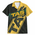 Personalised Tasmania Oztag Hawaiian Shirt Black Gold Aboriginal Pattern