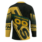 Personalised Tasmania Oztag Hockey Jersey Black Gold Aboriginal Pattern