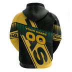 Personalised Tasmania Oztag Hoodie Black Gold Aboriginal Pattern