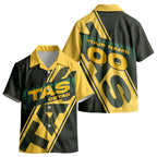 Personalised Tasmania Oztag Kid Hawaiian Shirt Black Gold Aboriginal Pattern
