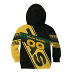 Personalised Tasmania Oztag Kid Hoodie Black Gold Aboriginal Pattern