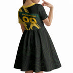 Personalised Tasmania Oztag Kid Short Sleeve Dress Black Gold Aboriginal Pattern