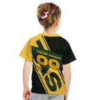 Personalised Tasmania Oztag Kid T Shirt Black Gold Aboriginal Pattern