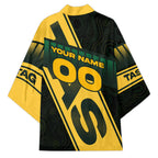Personalised Tasmania Oztag Kimono Black Gold Aboriginal Pattern