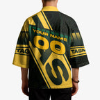 Personalised Tasmania Oztag Kimono Black Gold Aboriginal Pattern