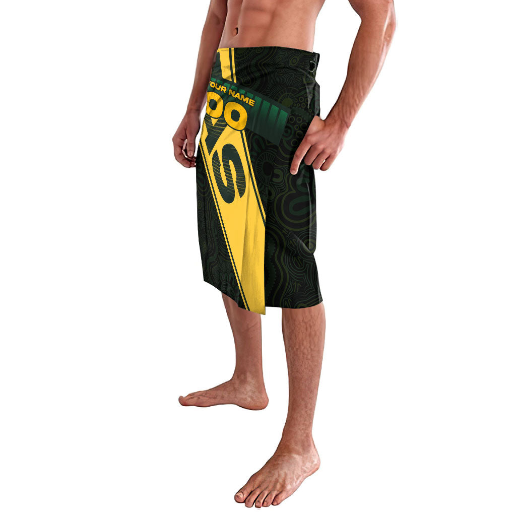 Personalised Tasmania Oztag Lavalava Black Gold Aboriginal Pattern