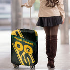 Personalised Tasmania Oztag Luggage Cover Black Gold Aboriginal Pattern
