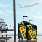 Personalised Tasmania Oztag Luggage Cover Black Gold Aboriginal Pattern