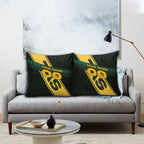 Personalised Tasmania Oztag Pillow Cover Black Gold Aboriginal Pattern