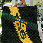 Personalised Tasmania Oztag Quilt Black Gold Aboriginal Pattern