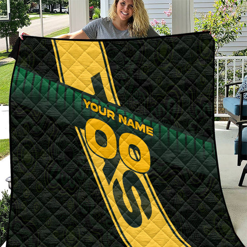 Personalised Tasmania Oztag Quilt Black Gold Aboriginal Pattern