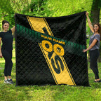 Personalised Tasmania Oztag Quilt Black Gold Aboriginal Pattern