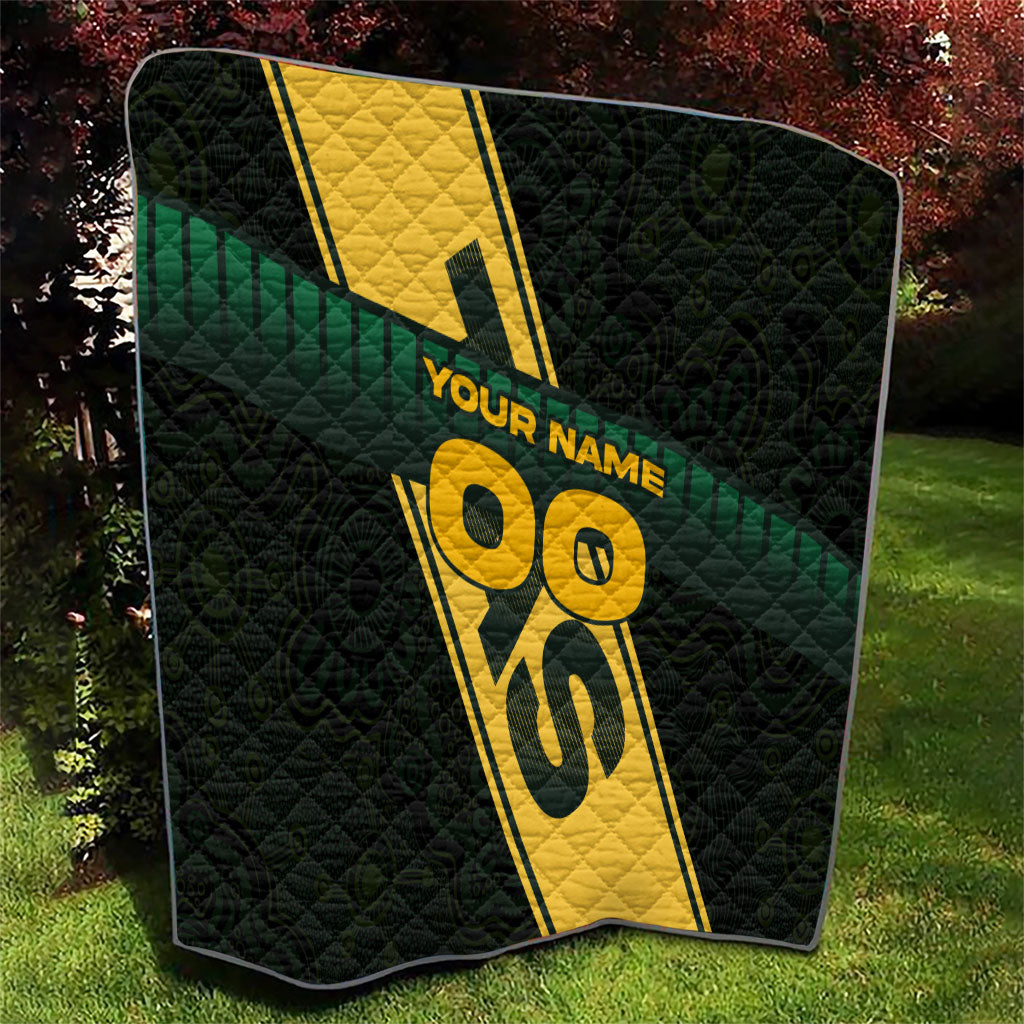 Personalised Tasmania Oztag Quilt Black Gold Aboriginal Pattern