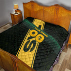 Personalised Tasmania Oztag Quilt Black Gold Aboriginal Pattern