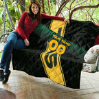 Personalised Tasmania Oztag Quilt Black Gold Aboriginal Pattern